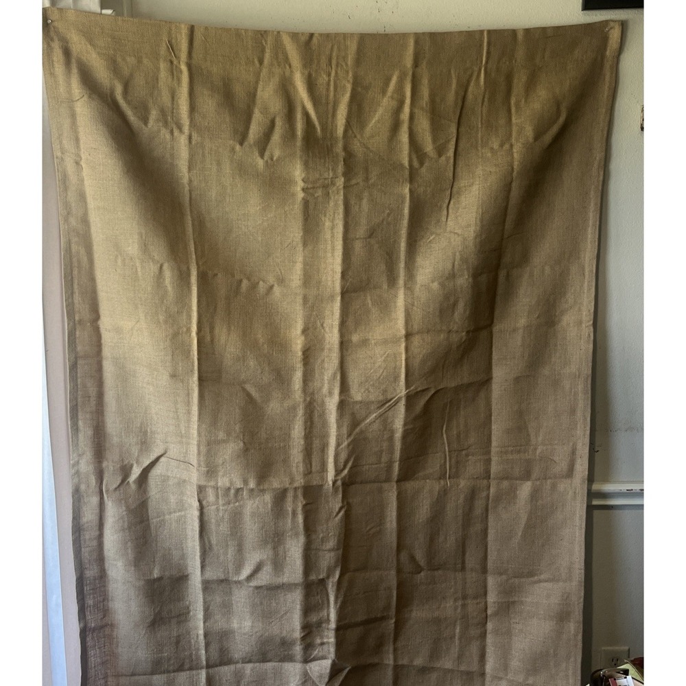 Ballard Design Brown Jute 100% Linen Burlap Drapes W/Fringe 84" Lined 1 Panel